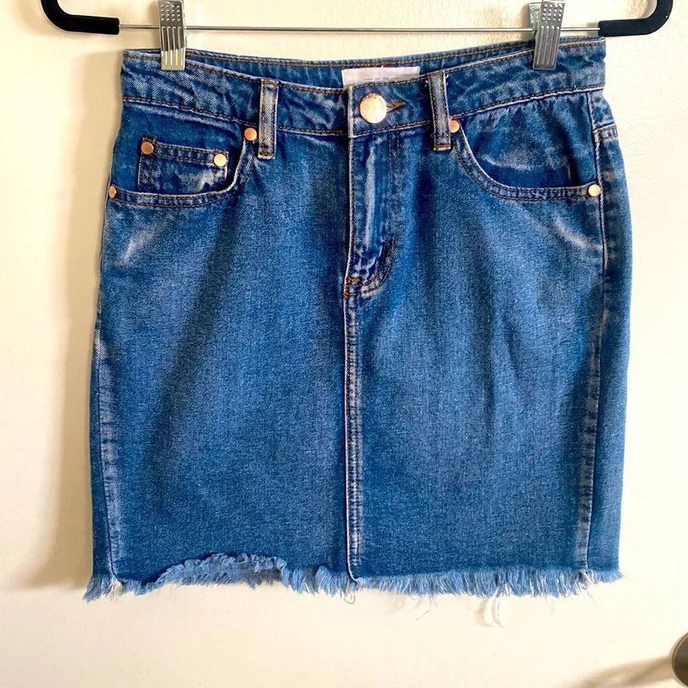 Juniors Nectar Clothing- Denim Skirt with raw hem- Size Small